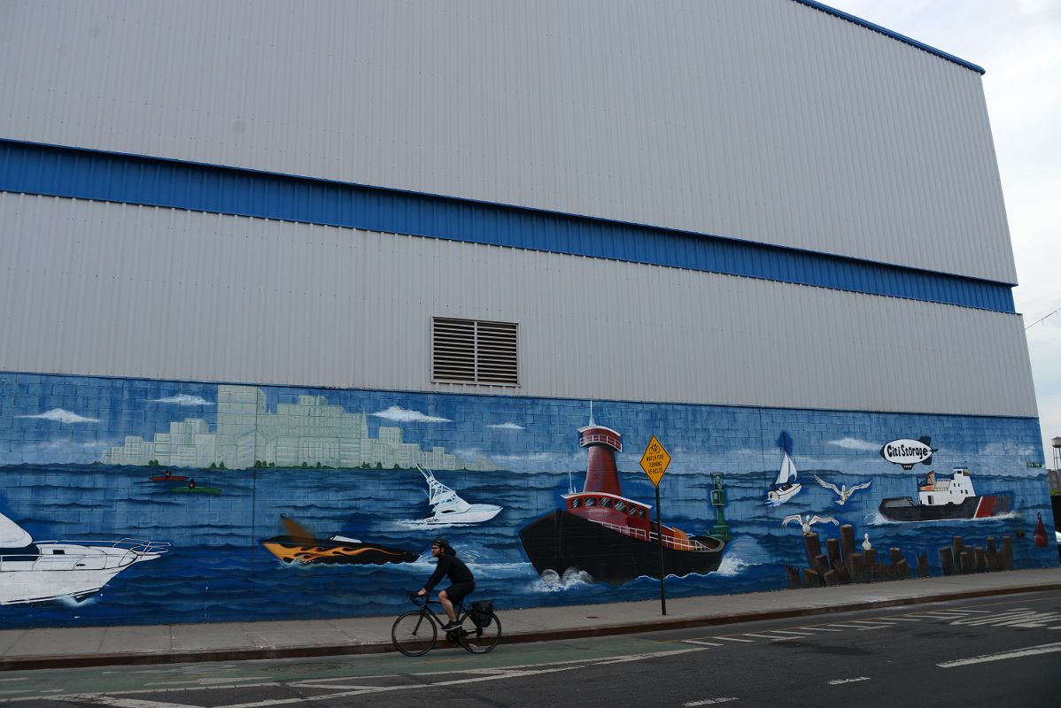 45 Boats On the Water Mural On the Side of Citistorage At Kent And N 11 St Williamsburg New York